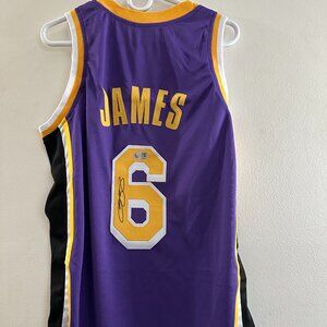 LEBRON JAMES SIGNED LA LOS ANGELES LAKERS AUTOGRAPHED CUSTOM JERSEY W/COA XL 881